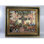 Oil on canvas by ROSAMUND DE PERINELLO of an outdoor Parisian marketplace, signed mid right,