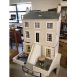 Dolls house with furniture / contents, approx 85cm in height