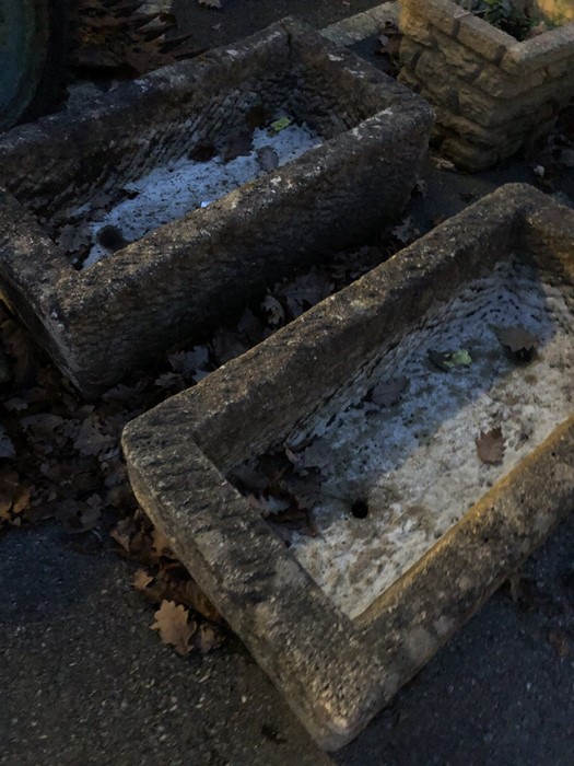 Pair of stone garden troughs, each approx 77cm x 39cm x 26cm tall - Image 2 of 3