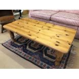 Pine coffee table approx 121cm x 60cm x 39cm tall