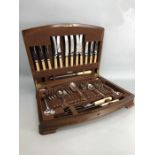 Canteen of Bedford plate cutlery in a wooden box