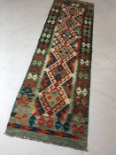 Vegetable dye wool chobi kilim runner approx 202cm x 61cm