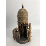 Vienna bronze style Arab tower and nude figure group, approx 30cm in height
