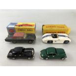 Two unboxed Triang Minic Motorways cars (Rolls Royce & Jaguar) plus a Dinky Cunningham model 133 & a