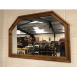 Pine over mantle mirror, approx 103cm x 73cm