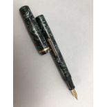 CONWAY STEWART - Vintage green and black fountain pen with gold trim and 14ct gold Conway Stewart