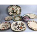 Collection of Vintage China to include Bowls Platters and a lidded pot by Fenton Stone Works CJM &