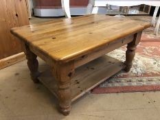 Pine coffee table with shelf under