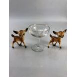 Babycham Glass with two promotional figurines