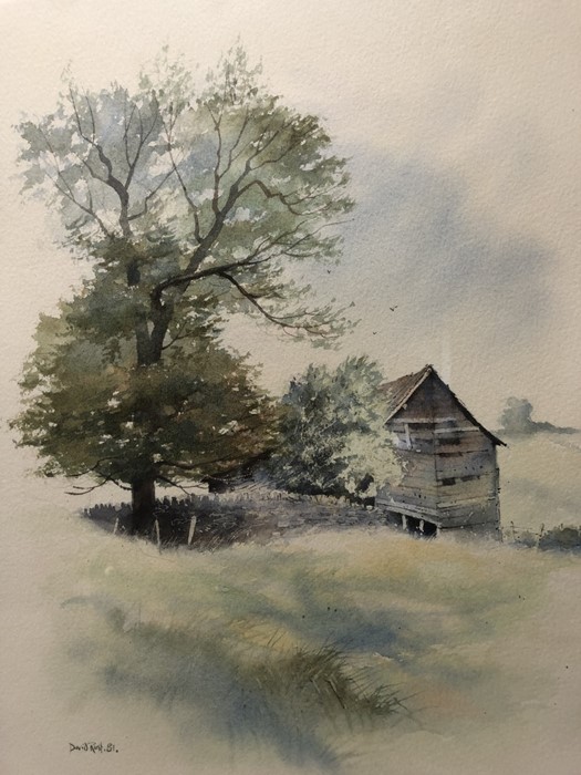 DAVID RUST (BRITISH 1963-): Two watercolour countryside scenes both signed - Image 2 of 7