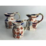 Three Mason's Ironstone China jugs with impressed marks to bases