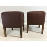 Pair of brown faux suede upholstered stools, approx 48cm in height