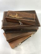 Collection of wooden boxes to include artists' paint box and a writing box (4)