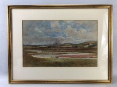 Early 20th century Watercolour unsigned depicting a countryside scene with shepherd and sheep