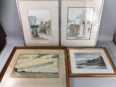 Small collection of framed art to include original watercolours by Neil Embleton and B Stoneley