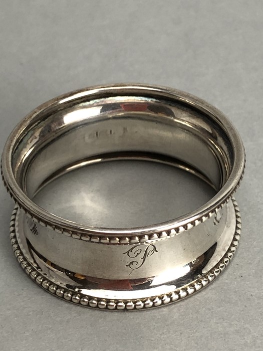 Birmingham Hallmarked Silver napkin ring and eggcup - Image 4 of 5