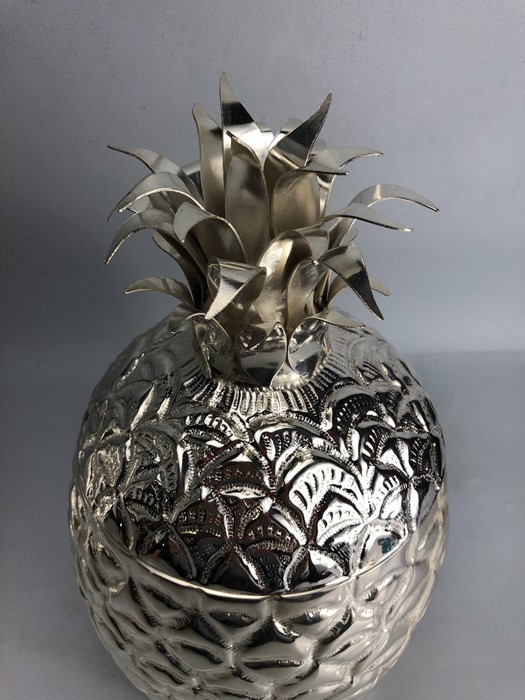 Pair of large silver plated ice buckets in the form of pineapples. With hinged lids. Approx. 35cm - Image 4 of 8