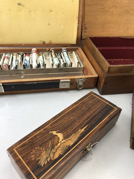 Collection of wooden boxes to include artists' paint box and a writing box (4) - Image 4 of 4