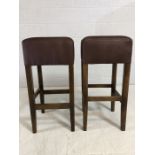 Pair of brown faux suede upholstered bar/breakfast bar stools, approx 78cm in height