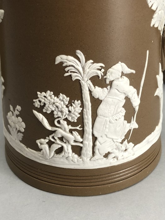 Collection of four Wedgewood Brown and white Jasperware jugs with rope effect handles - Image 6 of 8