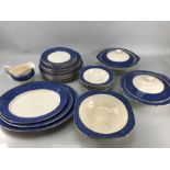 Wedgwood 'Garden' pattern part dinner service, with blue/gold border to include approx six dinner
