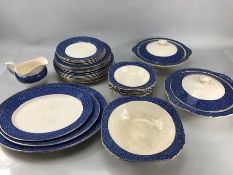Wedgwood 'Garden' pattern part dinner service, with blue/gold border to include approx six dinner