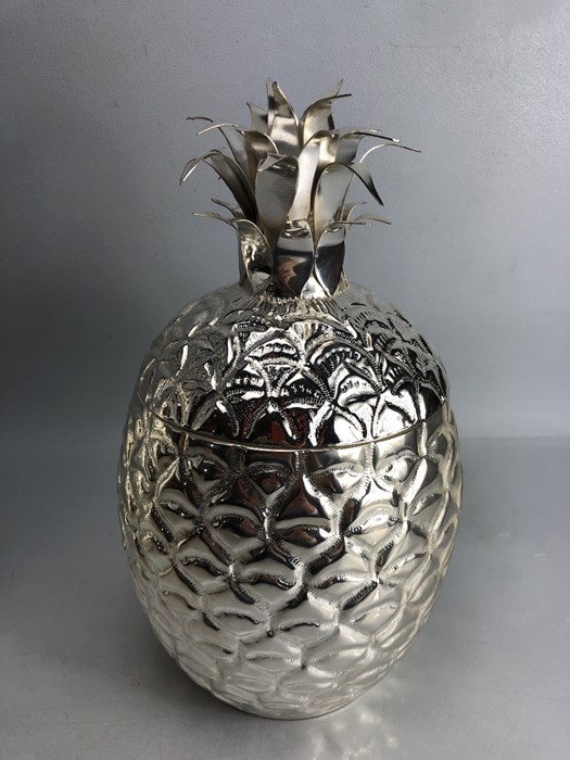 Pair of large silver plated ice buckets in the form of pineapples. With hinged lids. Approx. 35cm - Image 3 of 8