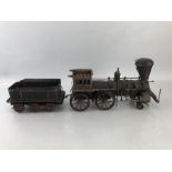 Tin plate train / locomotive and tender, train approx 29cm in length (A/F)