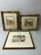 Small collection of three framed prints, two in gilt frames, one limited edition of the Cobb, Lyme