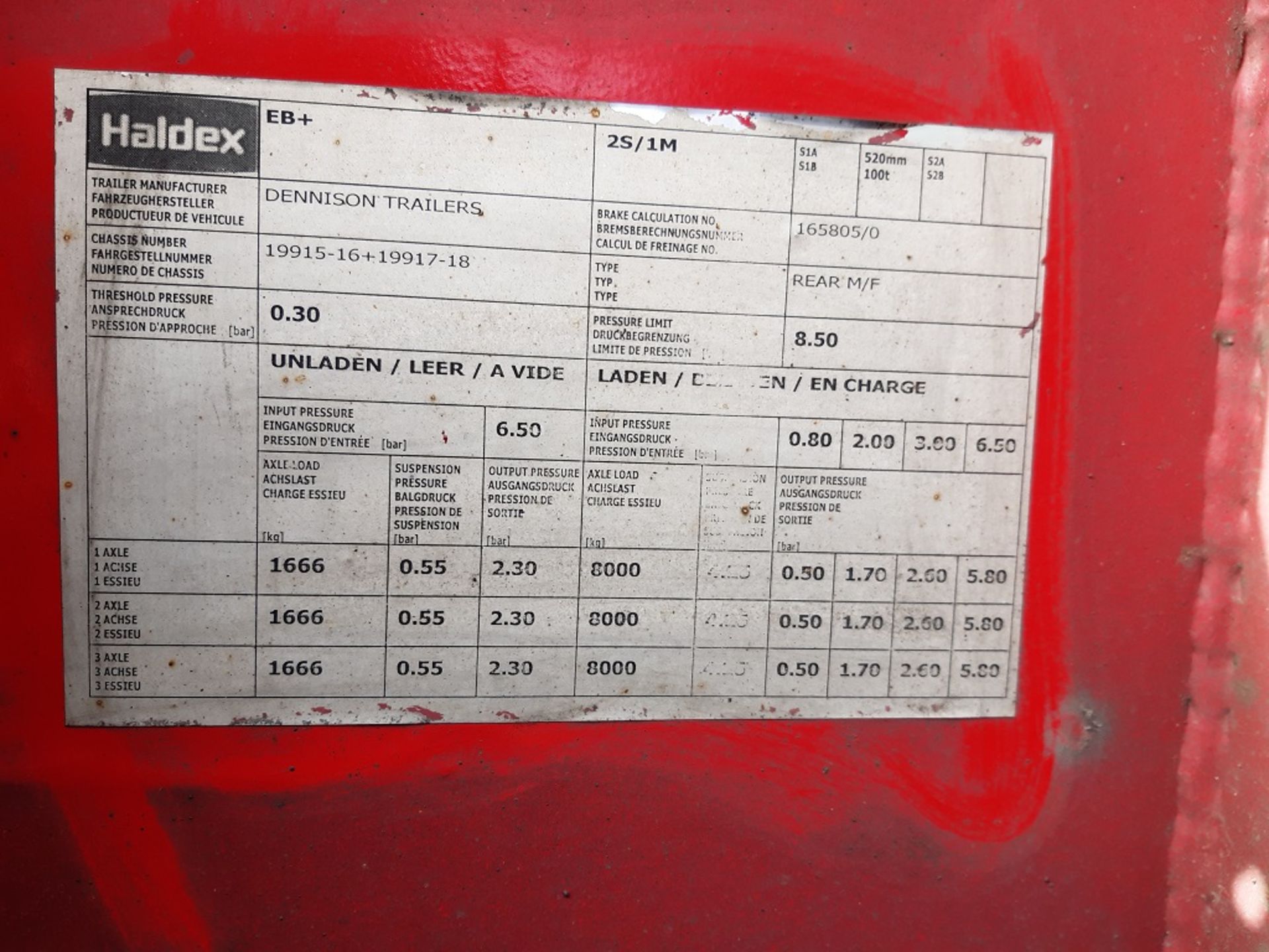Red Dennison Four Axle (one drop axle) Multifunction Skeletal Trailer (2006) - Image 13 of 14