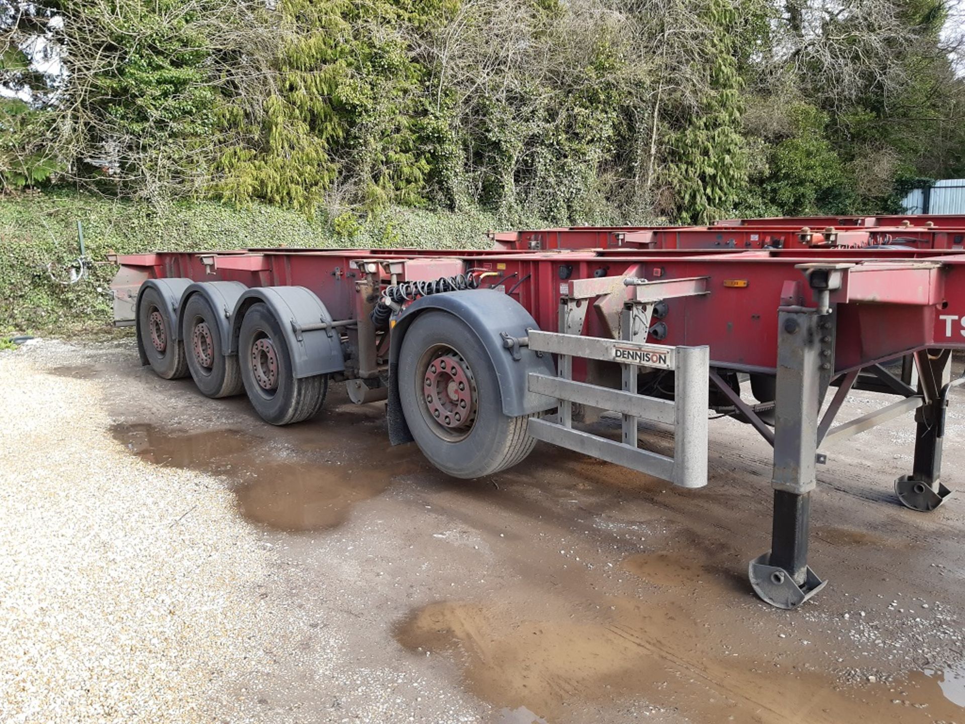 Red Dennison Four Axle (one drop axle) Multifunction Skeletal Trailer (2006)