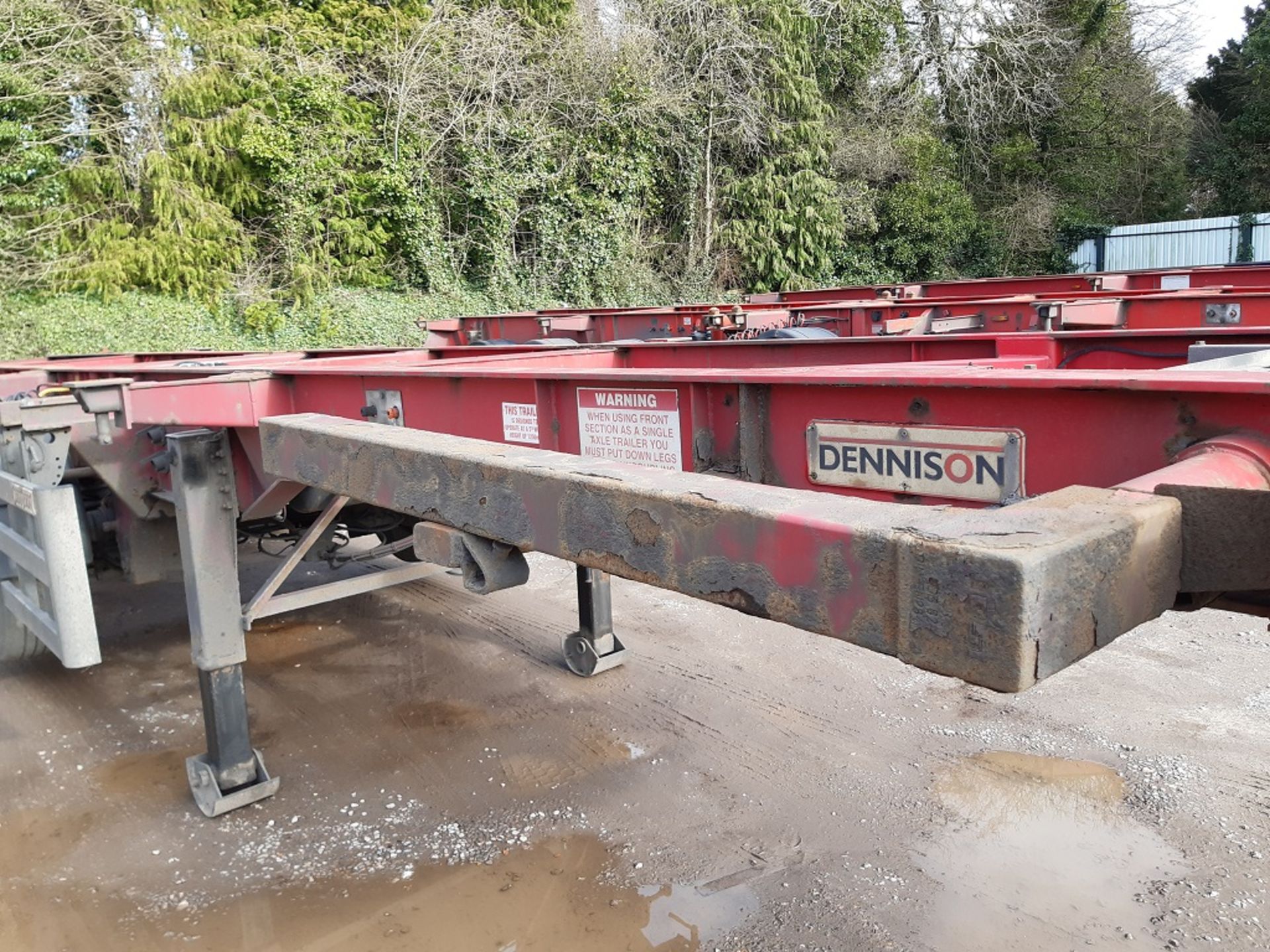 Red Dennison Four Axle (one drop axle) Multifunction Skeletal Trailer (2006) - Image 5 of 14