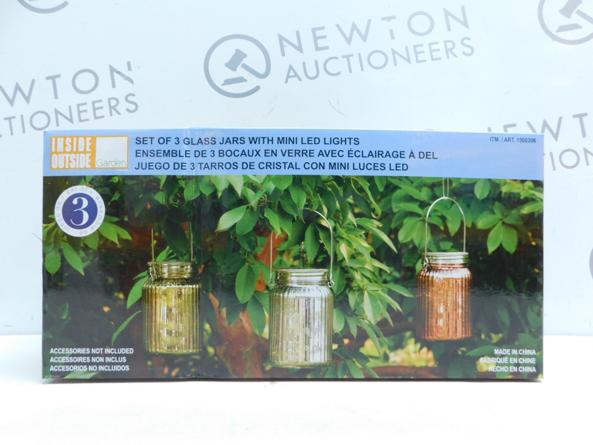 1 BOXED SET OF 3 COLORED GLASS GARDEN JARS WITH FAIRY LIGHTS RRP Â£39.99