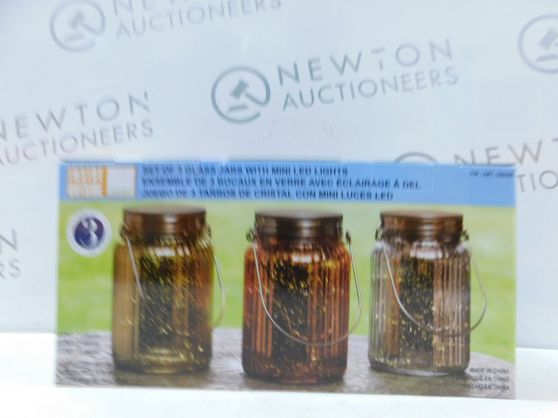 1 BOXED SET OF 3 COLORED GLASS GARDEN JARS WITH FAIRY LIGHTS RRP Â£39.99