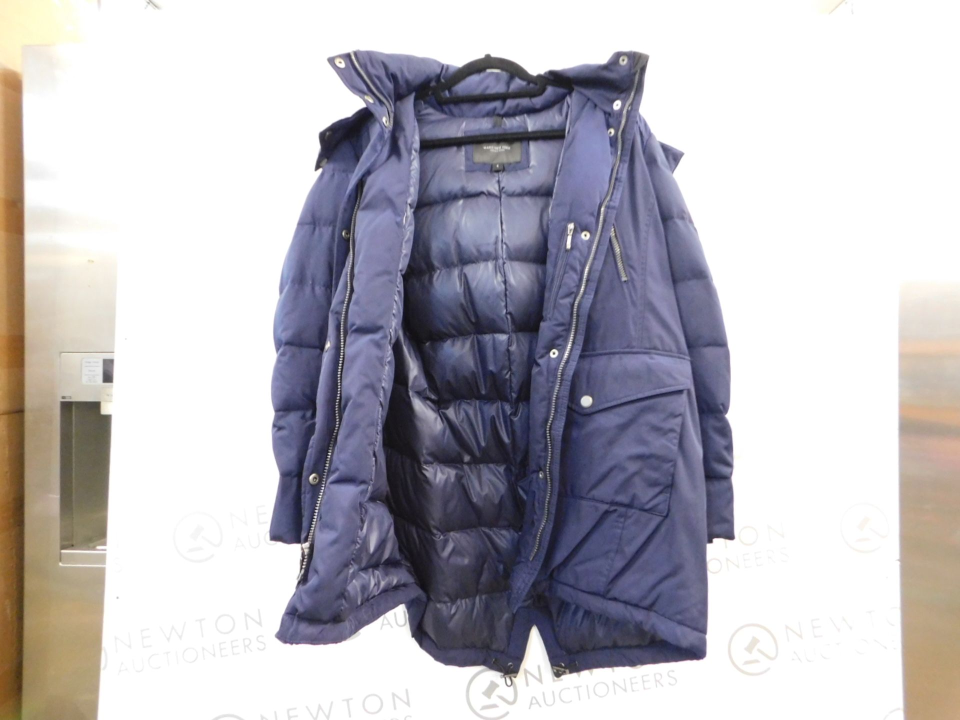 1 ANDREW MARC NEW YORK NAVY BLUE LADIES PADDED WINTER JACKET WITH FAUX FUR HOOD SIZE S RRP Â£89.99