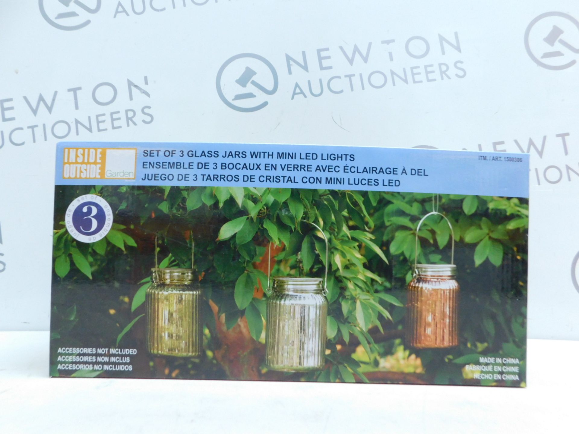 1 BOXED SET OF 3 COLORED GLASS GARDEN JARS WITH FAIRY LIGHTS RRP Â£39.99