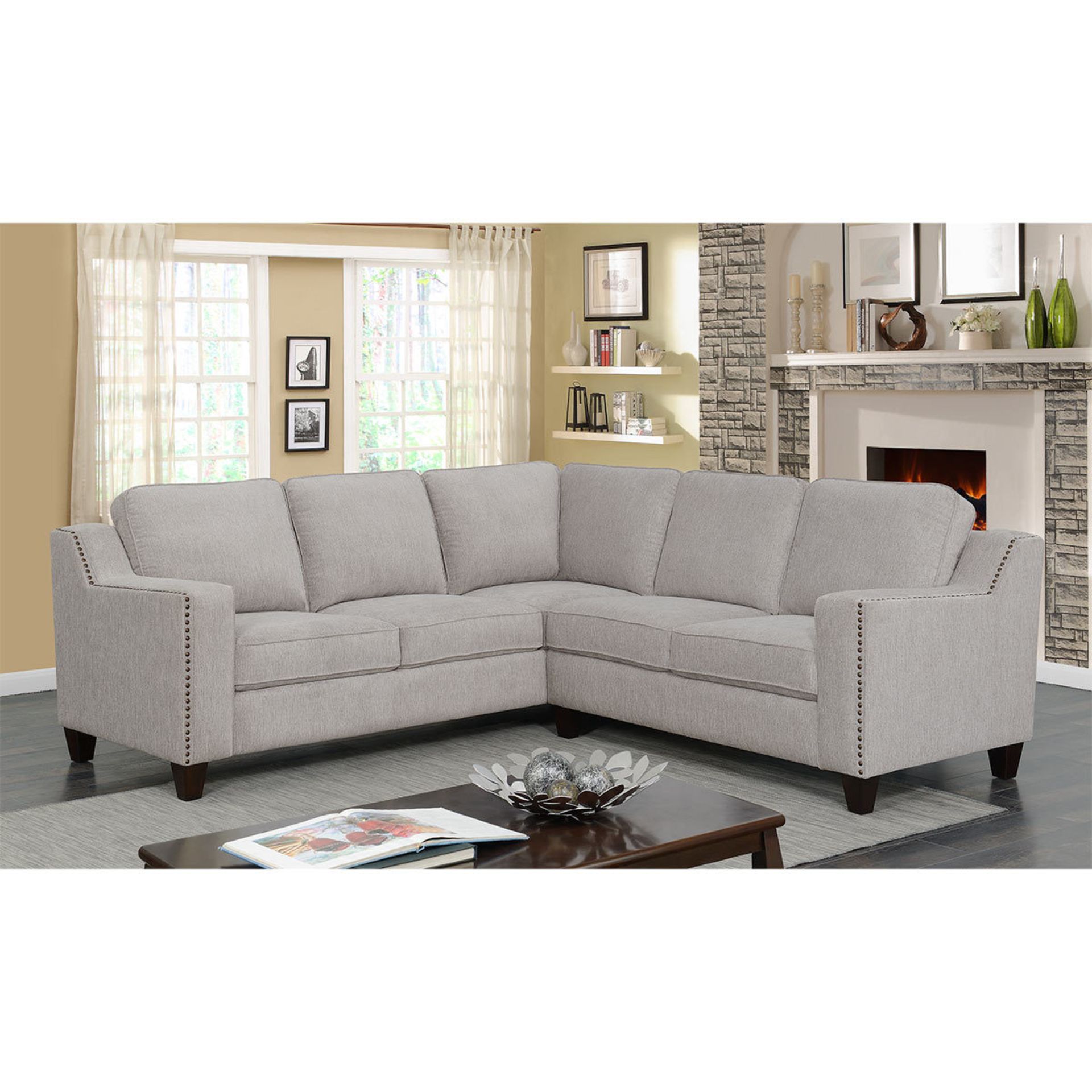 1 BOXED MSTAR INTERNATIONAL MADDOX FABRIC SECTIONAL SOFA RRP Â£899 (2 BOXES)