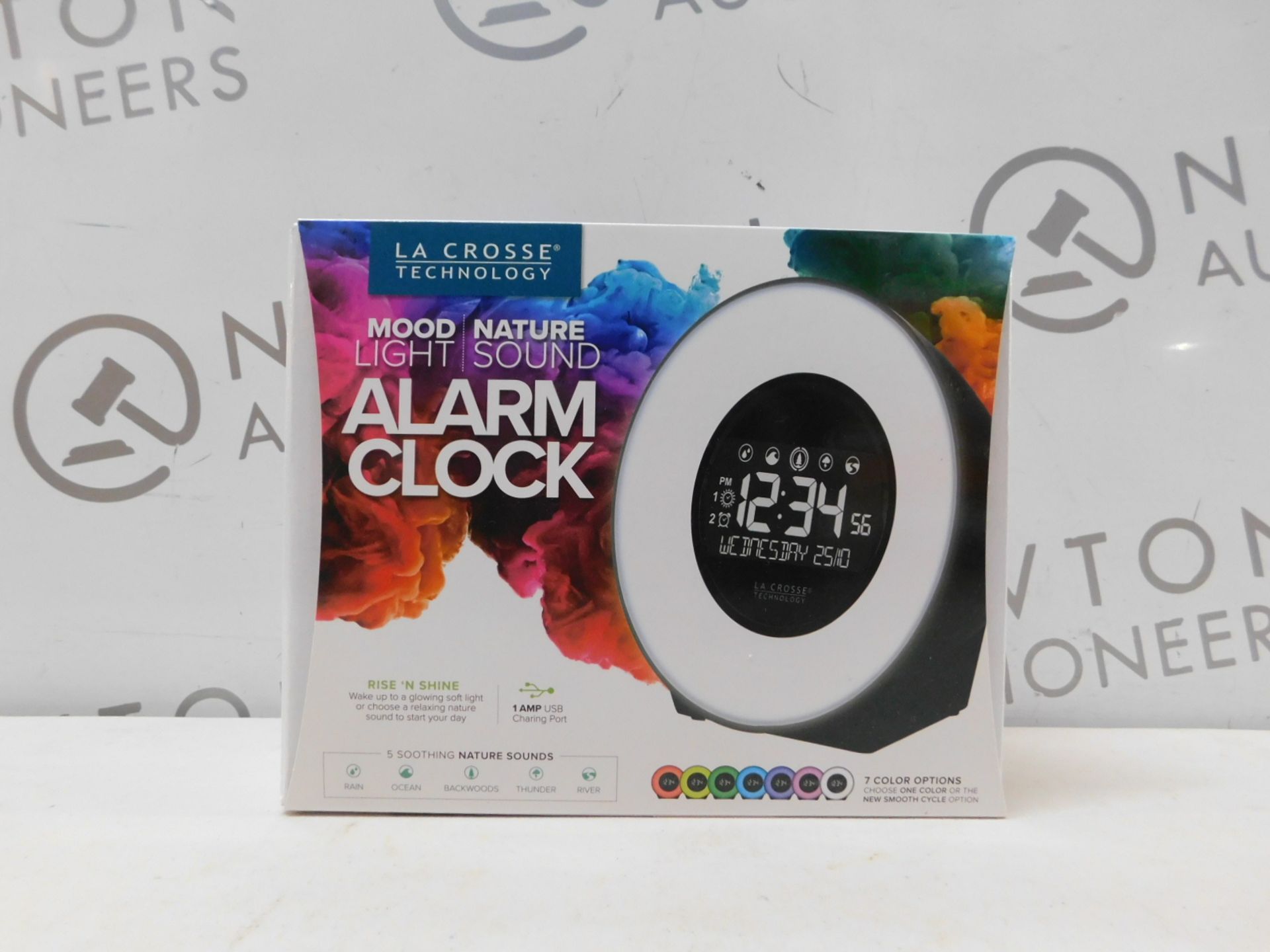 1 BOXED LA CROSSE TECHNOLOGY COLOUR MOOD LIGHT ALARM CLOCK RRP Â£44.99