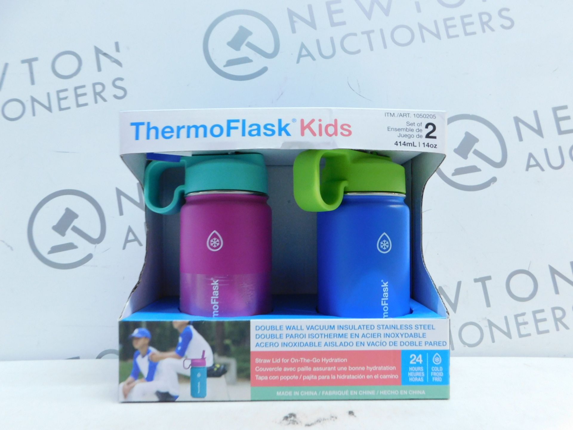 1 BOXED SET OF 2 THERMOFLASK KIDS DOUBLE WALL VACUUM INSULATED STAINLESS STEEL WATER BOTTLES RRP Â£