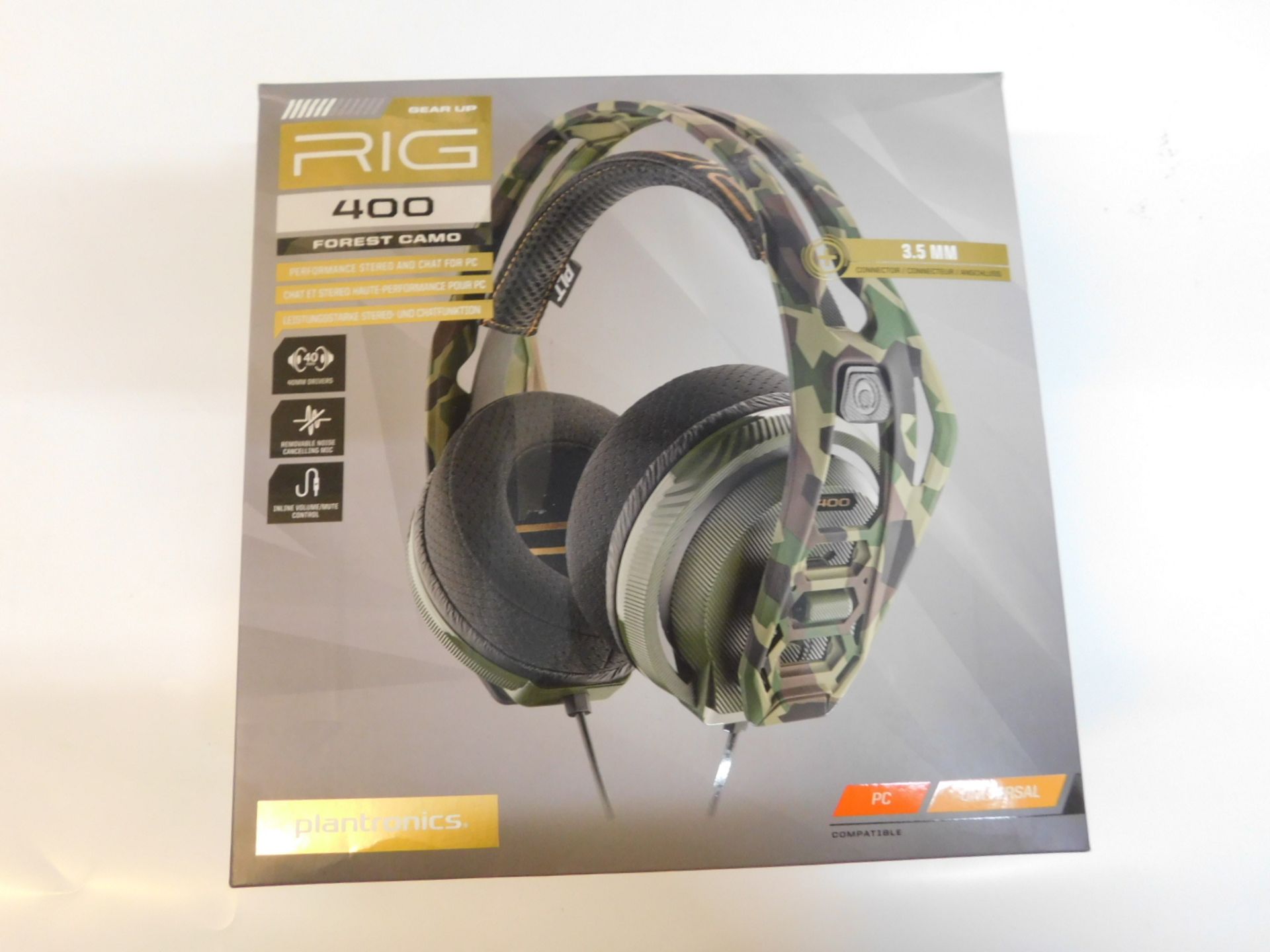 1 BOXED PLANTRONICS RIG 400 HEADPHONES FOREST CAMO RRP Â£64.99