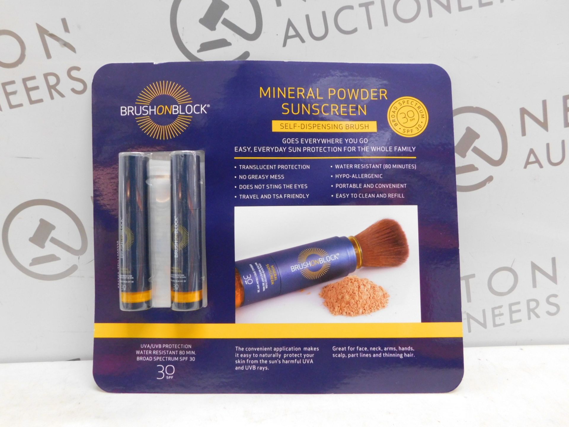 1 BRAND NEW PACK OF 2 BRUSH ON BLOCK MINERAL POWDER SUNSCREEN SPF 30 RRP Â£39.99