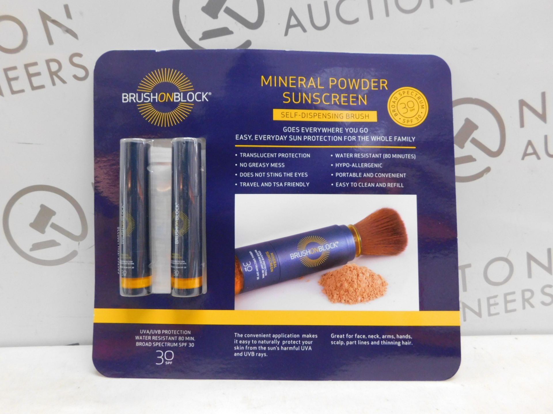 1 BRAND NEW PACK OF 2 BRUSH ON BLOCK MINERAL POWDER SUNSCREEN SPF 30 RRP Â£39.99