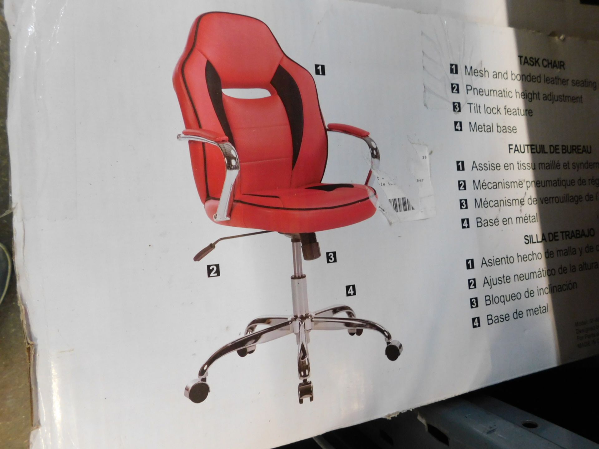 1 BOXED GLOBAL FURNITURE SPORTY RACER RED BONDED LEATHER OFFICE CHAIR RRP Â£89.99