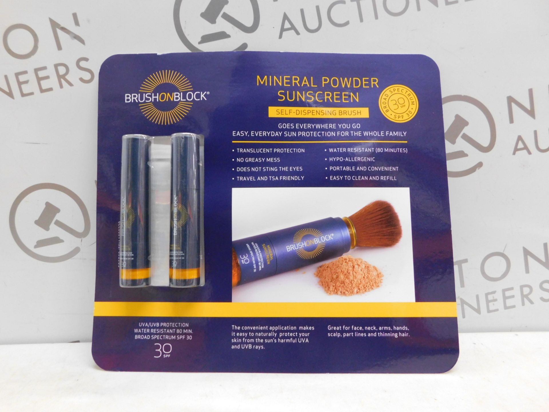 1 BRAND NEW PACK OF 2 BRUSH ON BLOCK MINERAL POWDER SUNSCREEN SPF 30 RRP Â£39.99