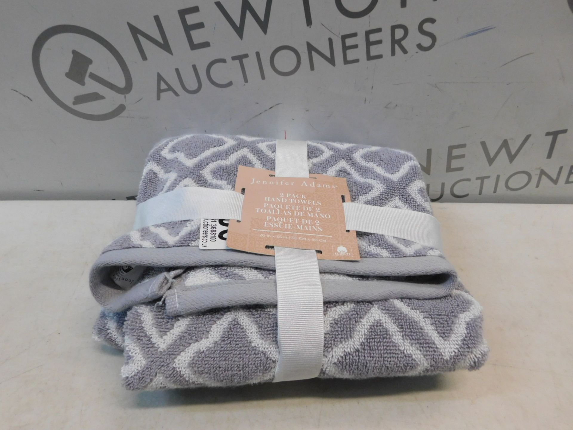 1 PACK OF 2 JENNIFER ADAMS GREY & WHITE COTTON HAND TOWELS RRP Â£19.99