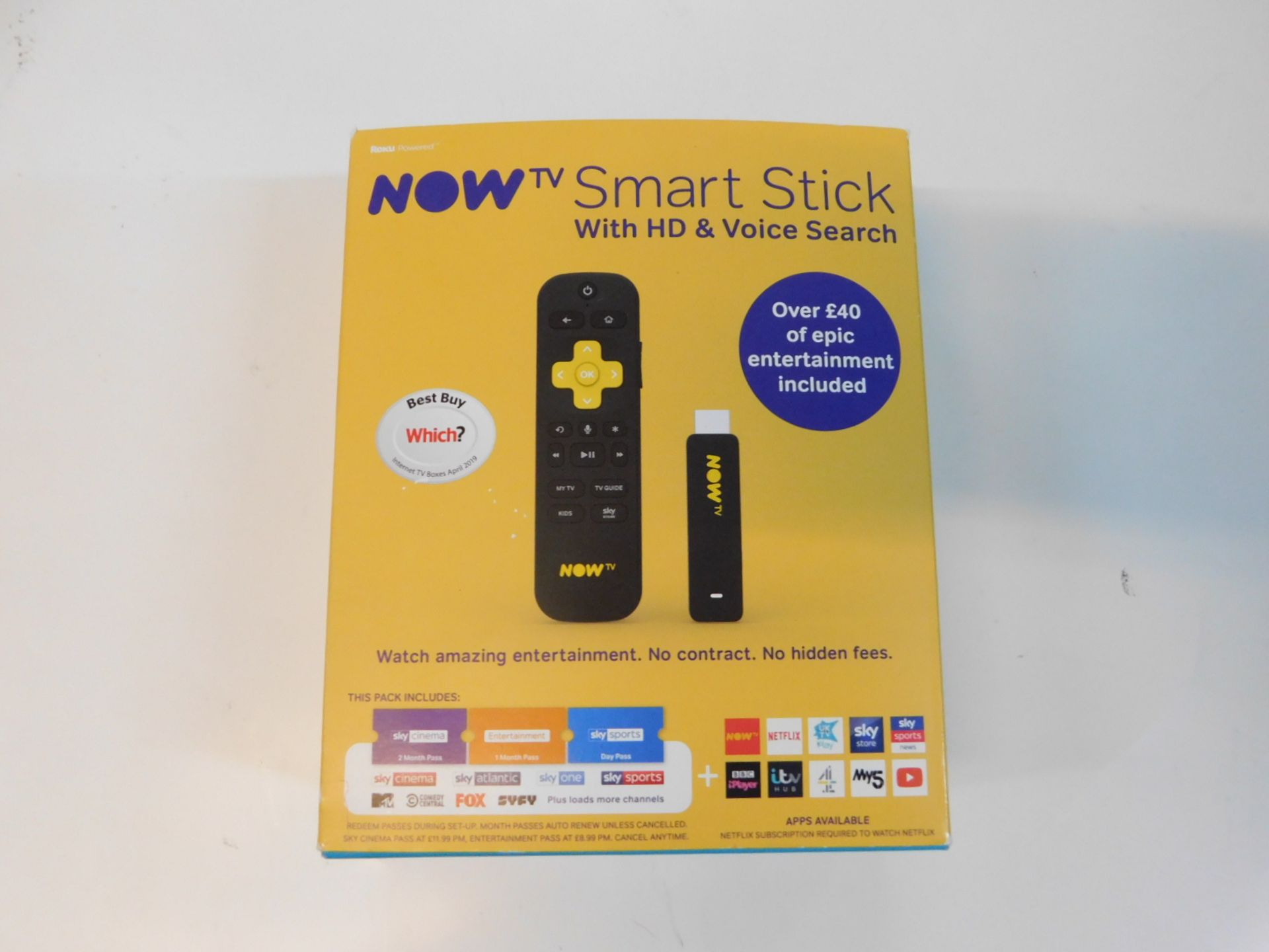 1 BOXED NOW TV SMART STICK WITH HD AND VOICE SEARCH RRP Â£29.99