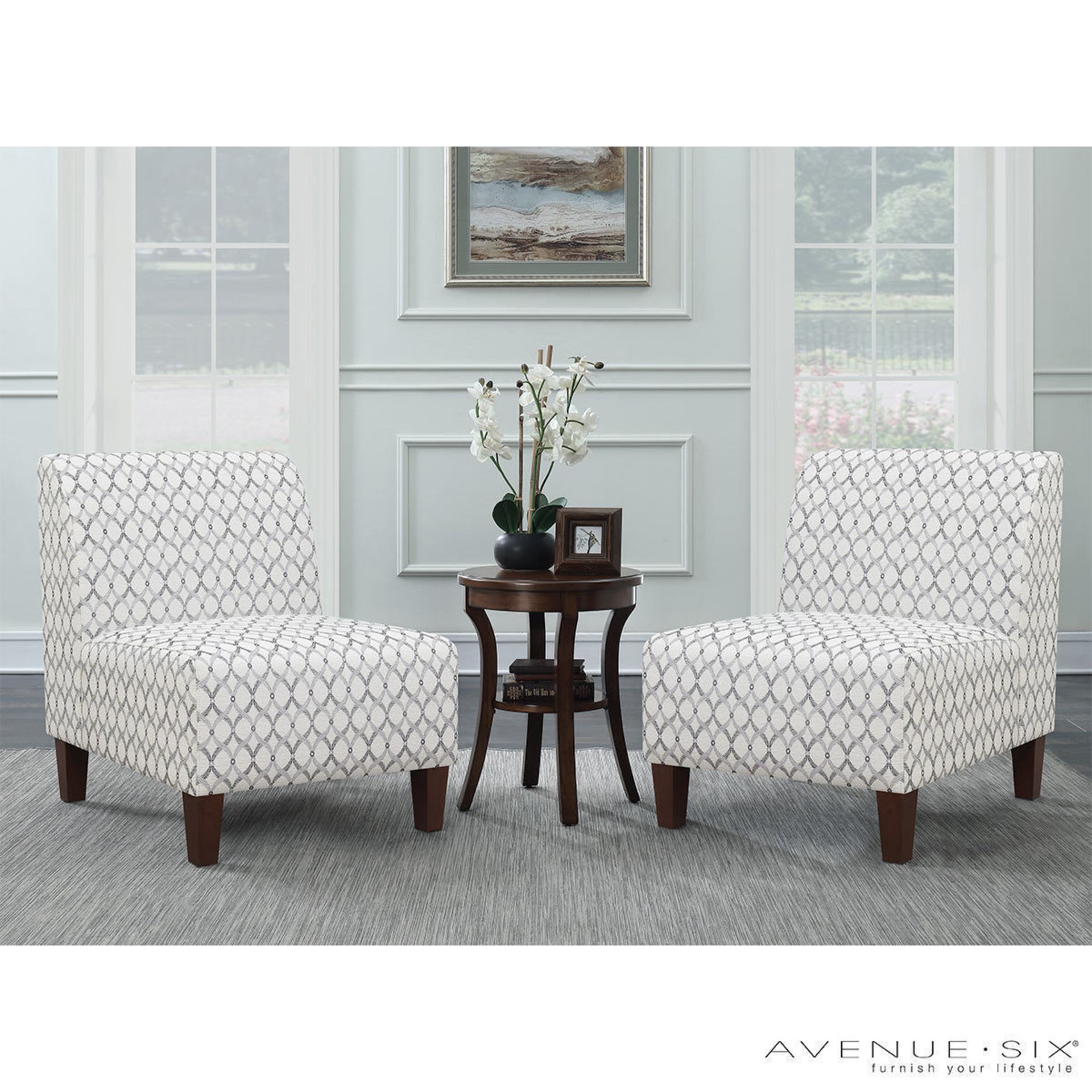 1 AVENUE SIX 3 PIECE FABRIC CHAIR AND ACCENT TABLE SET RRP Â£299 (EXCELLENT CONDITION)