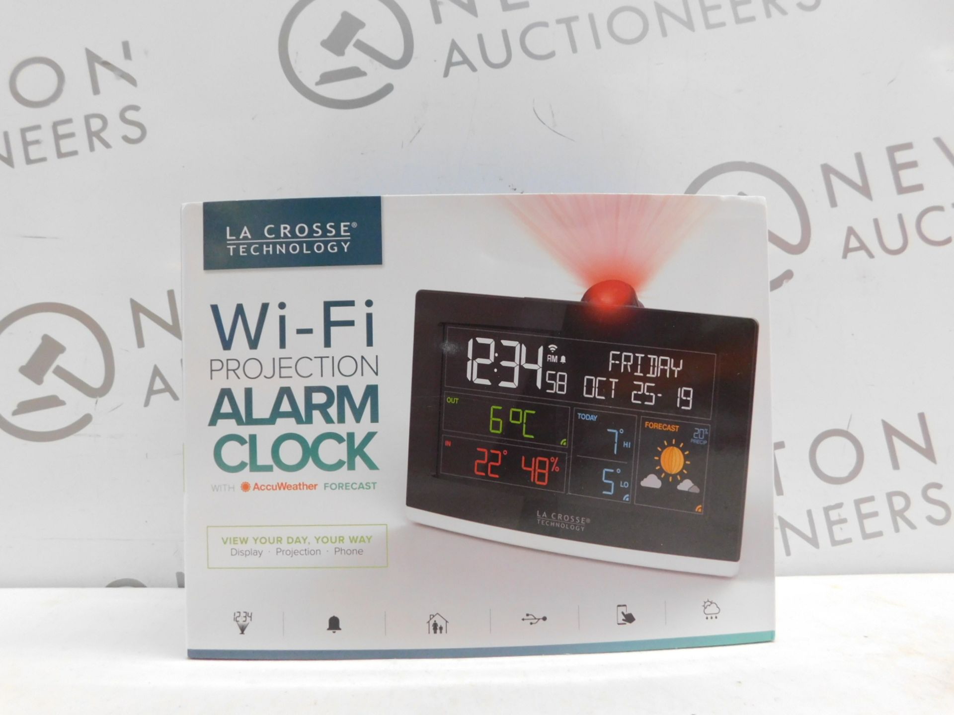 1 BOXED LA CROSSE TECHNOLOGY WI-FI PROJECTION ALARM CLOCK RRP Â£49.99