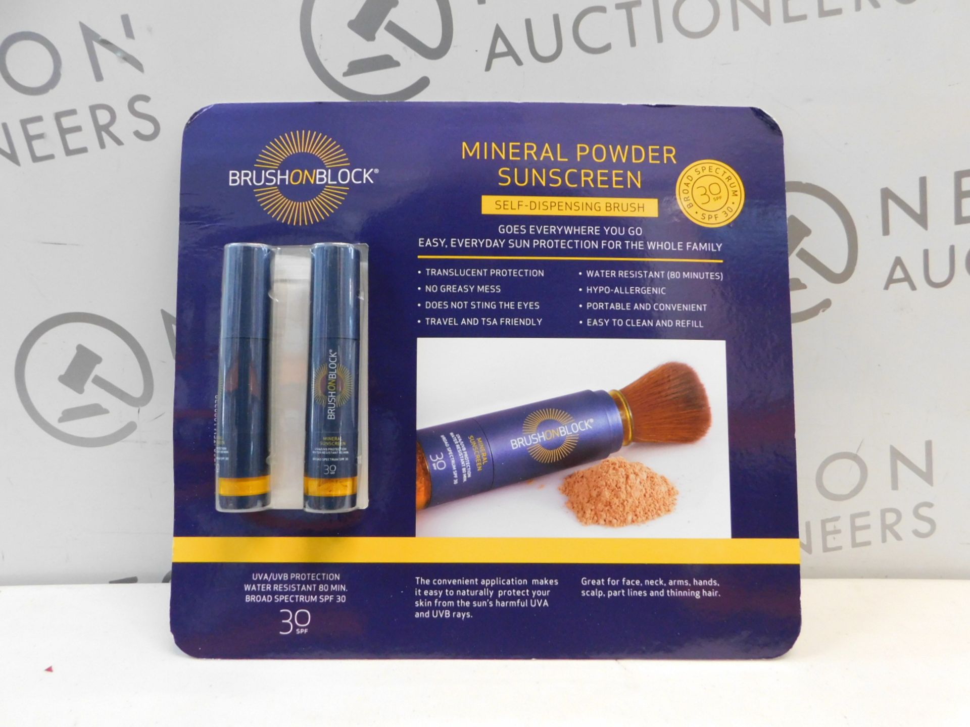 1 BRAND NEW PACK OF 2 BRUSH ON BLOCK MINERAL POWDER SUNSCREEN SPF 30 RRP Â£39.99