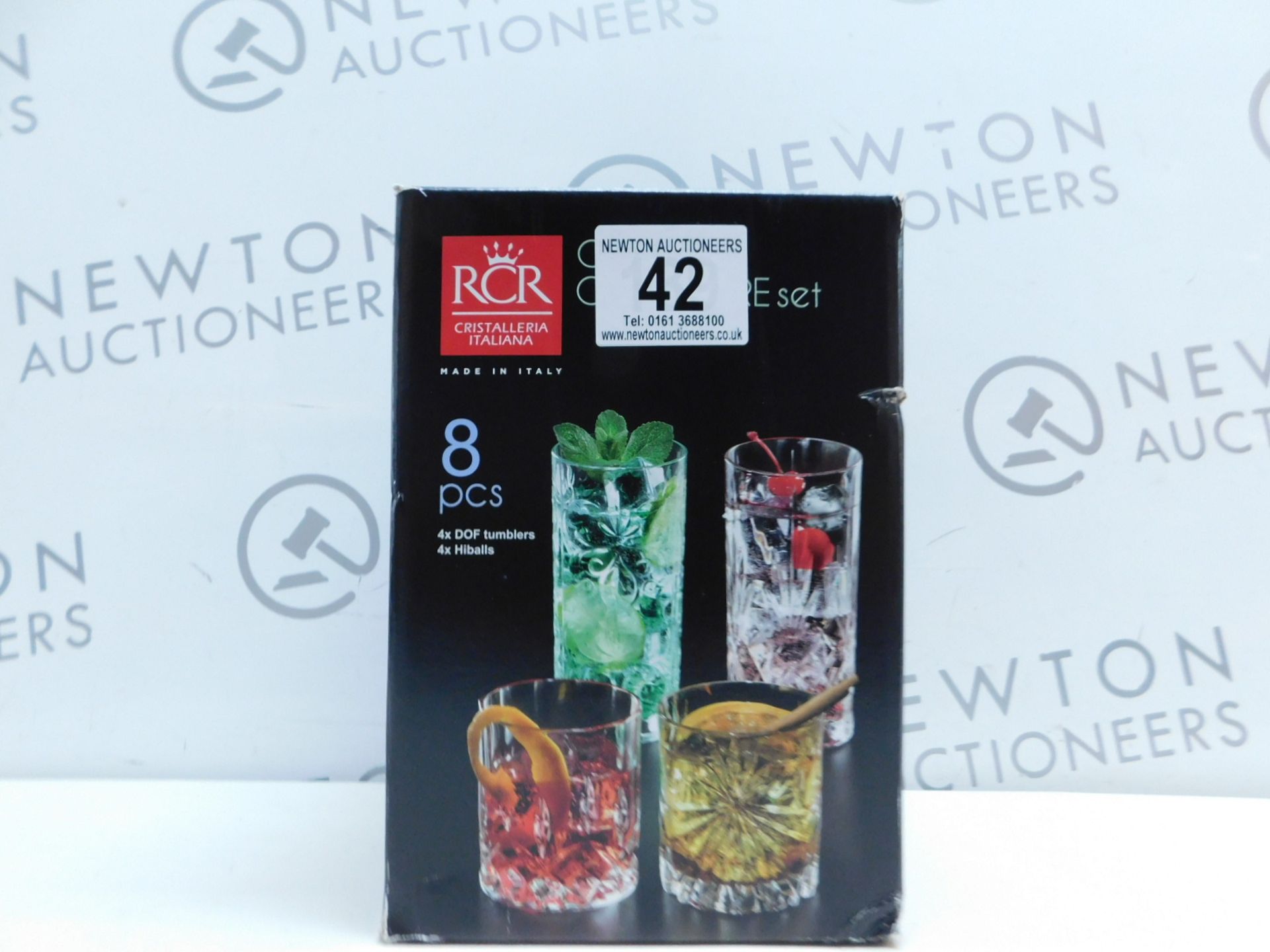 1 BOXED RCR 8PC CRYSTAL GLASSWARE SET RRP Â£29.99